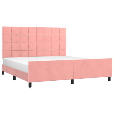 vidaXL Bedframe met hoofdeinde fluweel roze 180x200 cm