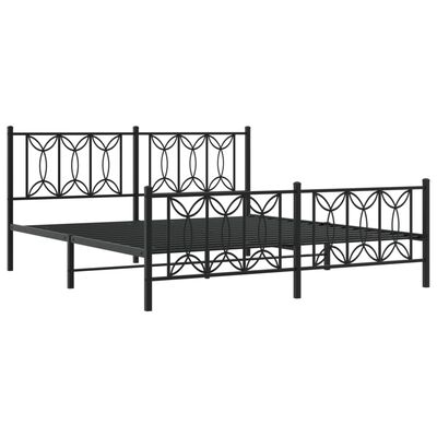 vidaXL Bedframe met hoofd- en voeteneinde metaal zwart 183x213 cm