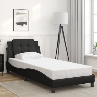 vidaXL Bedframe met hoofdbord kunstleer zwart 100x200 cm