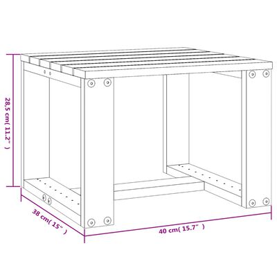 vidaXL Tuinbijzettafel 40x38x28,5 cm massief grenenhout zwart