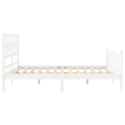 vidaXL Bedframe met hoofdbord massief hout wit 160x200 cm