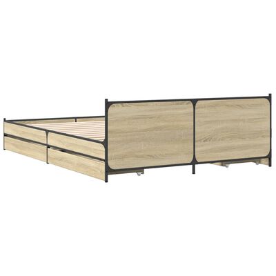 vidaXL Bedframe met lades bewerkt hout sonoma eikenkleurig 160x200 cm