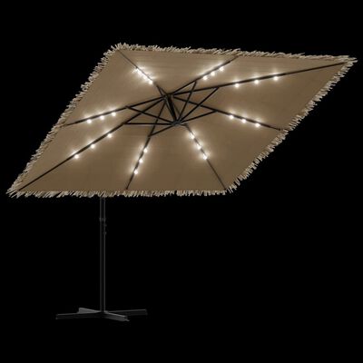 vidaXL Parasol met LED's en stalen paal 246x246x230 cm bruin