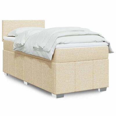 vidaXL Boxspring met matras stof crèmekleurig 80x200 cm