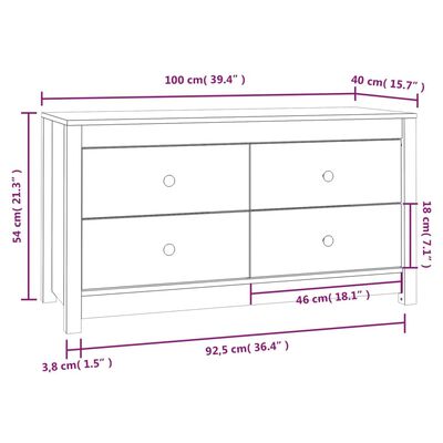 vidaXL Dressoir 100x40x54 cm massief grenenhout