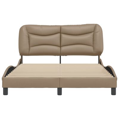 vidaXL Bedframe met hoofdbord kunstleer cappucinnokleurig 140x190 cm