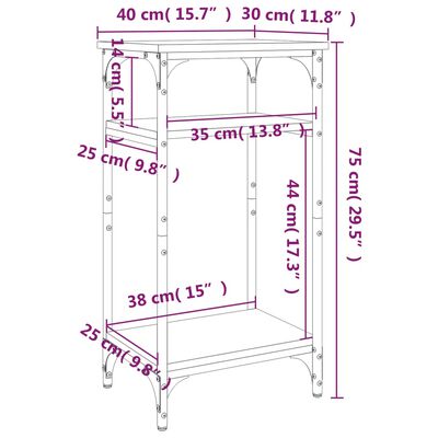 vidaXL Bijzettafel 40x30x75 cm bewerkt hout zwart