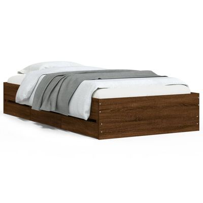 vidaXL Bedframe met lades bewerkt hout bruin eikenkleur 75x190 cm