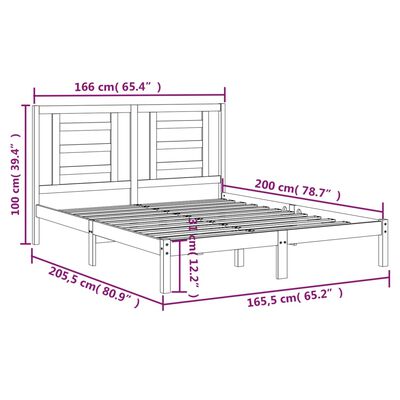 vidaXL Bedframe zonder matras massief grenenhout wit 160x200 cm