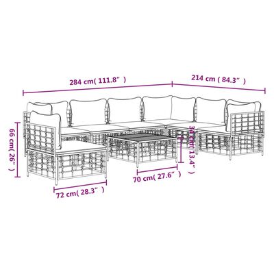 vidaXL 8-delige Loungeset met kussens poly rattan antracietkleurig