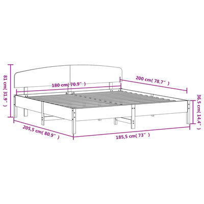 vidaXL Bedframe zonder matras massief grenenhout wit 180x200 cm