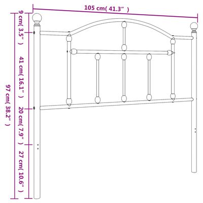 vidaXL Hoofdbord 100 cm metaal zwart