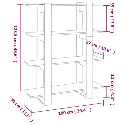 vidaXL Boekenkast/kamerscherm 100x30x123,5 cm zwart