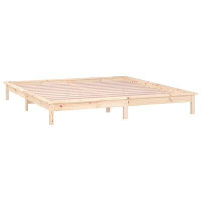 vidaXL Bedframe LED massief hout 135x190 cm