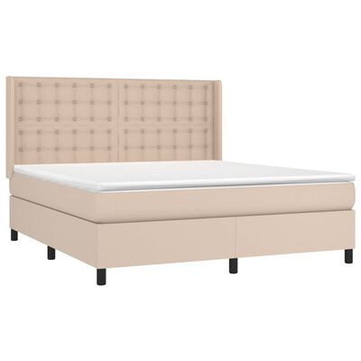 vidaXL Boxspring met matras kunstleer cappuccinokleurig 180x200 cm