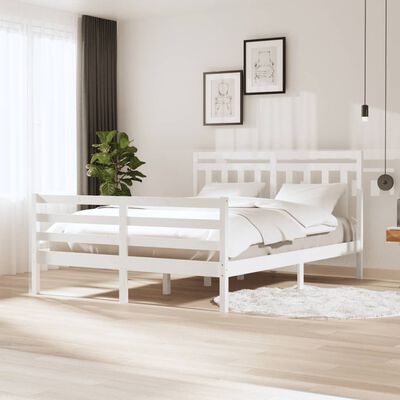 vidaXL Bedframe massief grenenhout wit 160x200 cm