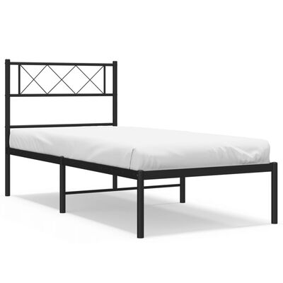 vidaXL Bedframe met hoofdbord metaal zwart 80x200 cm