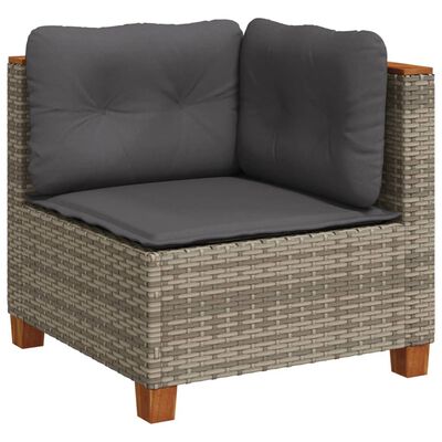 vidaXL 9-delige Loungeset met kussens poly rattan grijs