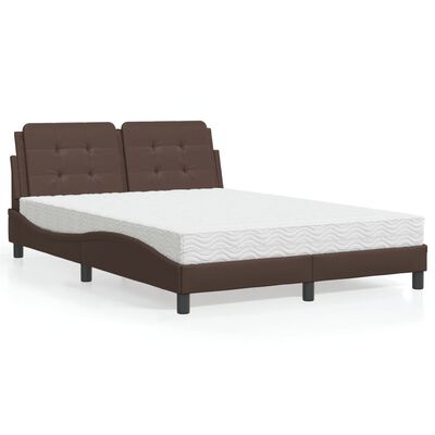 vidaXL Bed met matras kunstleer bruin 140x200 cm