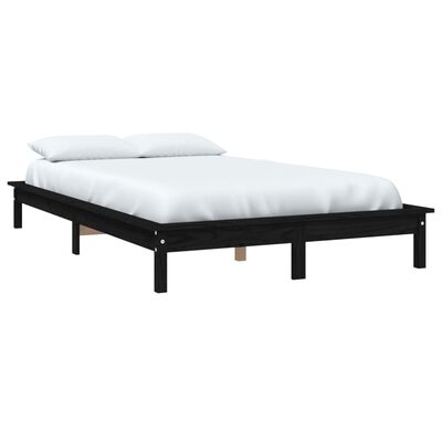 vidaXL Bedframe massief grenenhout zwart 160x200 cm