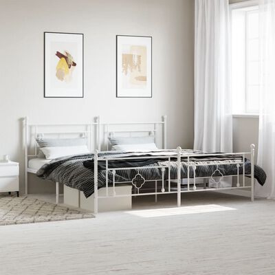 vidaXL Bedframe met hoofd- en voeteneinde metaal wit 200x200 cm