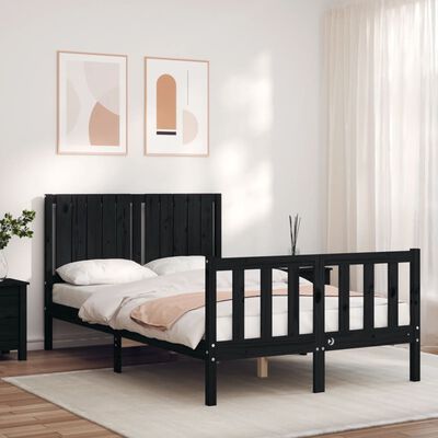 vidaXL Bedframe met hoofdbord massief hout zwart