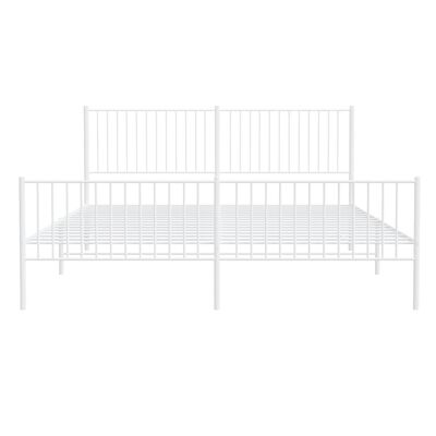 vidaXL Bedframe met hoofd- en voeteneinde metaal wit 193x203 cm