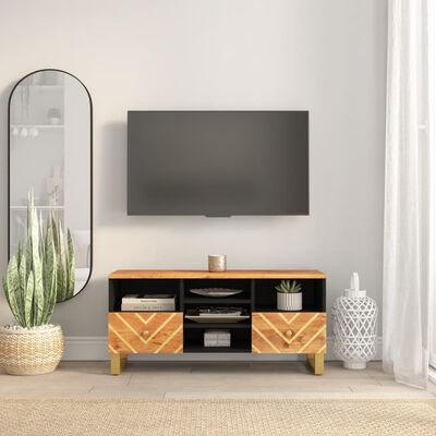 vidaXL Tv-meubel 100x33,5x46 cm massief mangohout bruin en zwart