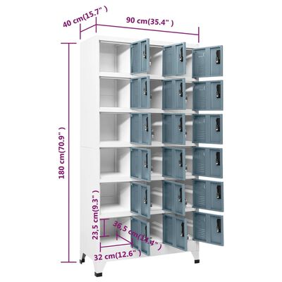 vidaXL Lockerkast 90x40x180 cm staal lichtgrijs en donkergrijs