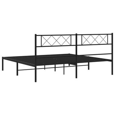 vidaXL Bedframe met hoofdbord metaal zwart 200x200 cm