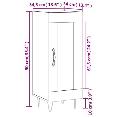 vidaXL Dressoir 34,5x34x90 cm bewerkt hout grijs sonoma eikenkleurig