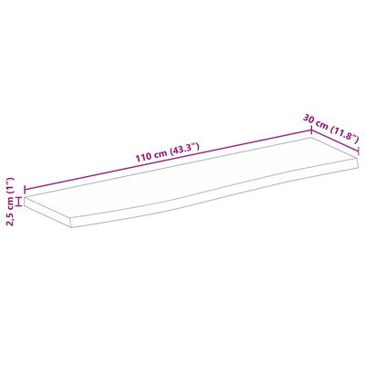 vidaXL Tafelblad met natuurlijke rand 110x30x2,5 cm massief mangohout