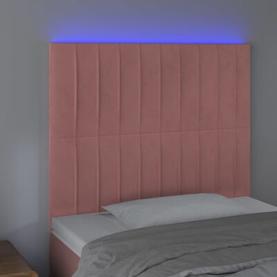 vidaXL Hoofdbord LED 100x5x118/128 cm fluweel roze