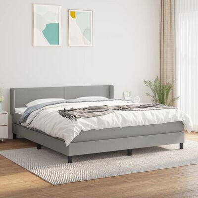 vidaXL Boxspring met matras stof lichtgrijs 160x200 cm