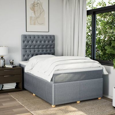 vidaXL Boxspring met matras stof lichtgrijs 120x190 cm