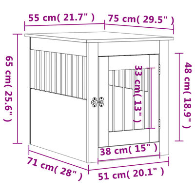 vidaXL Hondenbench 55x75x65 cm bewerkt hout wit