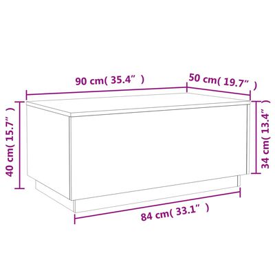 vidaXL Salontafel met LED-verlichting 90x50x40 cm gerookt eikenkleurig