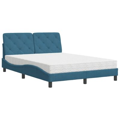 vidaXL Bed met matras fluweel blauw 140x190 cm