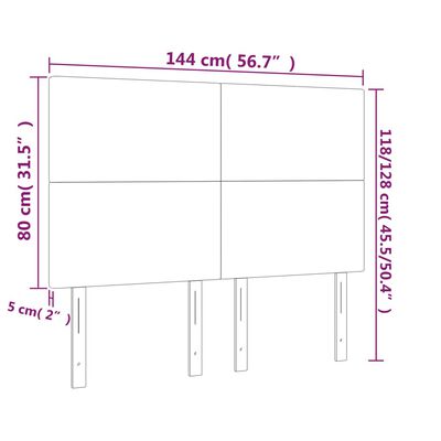 vidaXL Hoofdbord LED 144x5x118/128 cm kunstleer wit