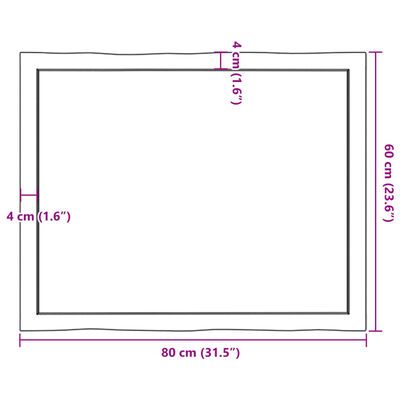 vidaXL Tafelblad natuurlijke rand 80x60x(2-4) cm eikenhout lichtbruin