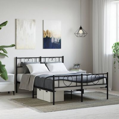 vidaXL Bedframe met hoofd- en voeteneinde metaal zwart 140x190 cm