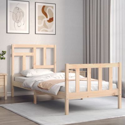 vidaXL Bedframe met hoofdbord massief hout 90x200 cm