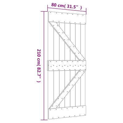 vidaXL Schuifdeur met beslag 80x210 cm massief grenenhout