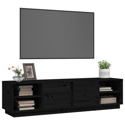 vidaXL Tv-meubel 156x40x40 cm massief grenenhout zwart