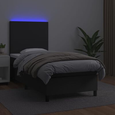 vidaXL Boxspring met matras en LED kunstleer zwart 90x190 cm