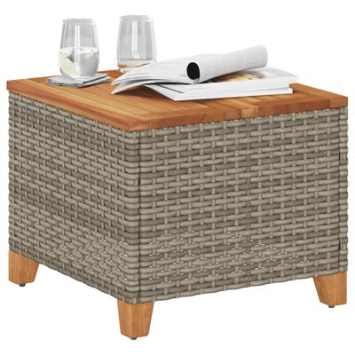 vidaXL Tuintafel 45x45x37 cm poly rattan en acaciahout grijs