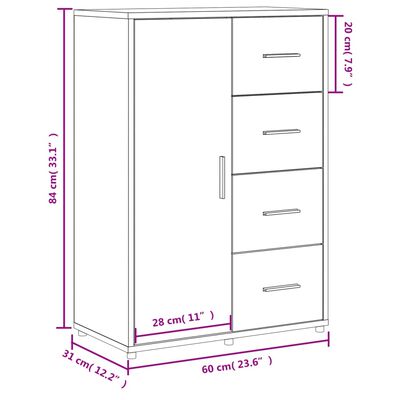 vidaXL Dressoir 60x31x84 cm bewerkt hout sonoma eikenkleurig