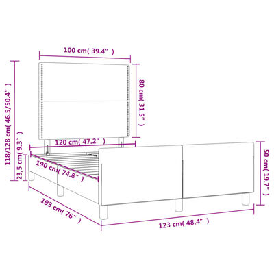 vidaXL Bedframe met hoofdbord stof donkerbruin 120x190 cm