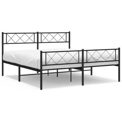 vidaXL Bedframe met hoofd- en voeteneinde metaal zwart 120x200 cm