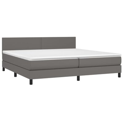 vidaXL Boxspring met matras en LED kunstleer grijs 200x200 cm